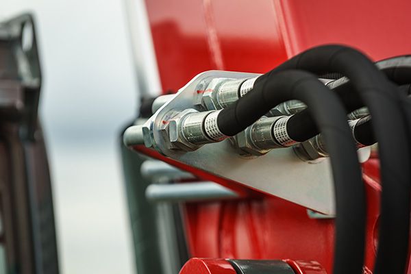 close up of hydraulic hoses